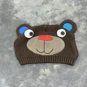 Vintage 2000s Babys R Us Organic Cotton 6 Months Old Knit Hat Brown Bear Ears